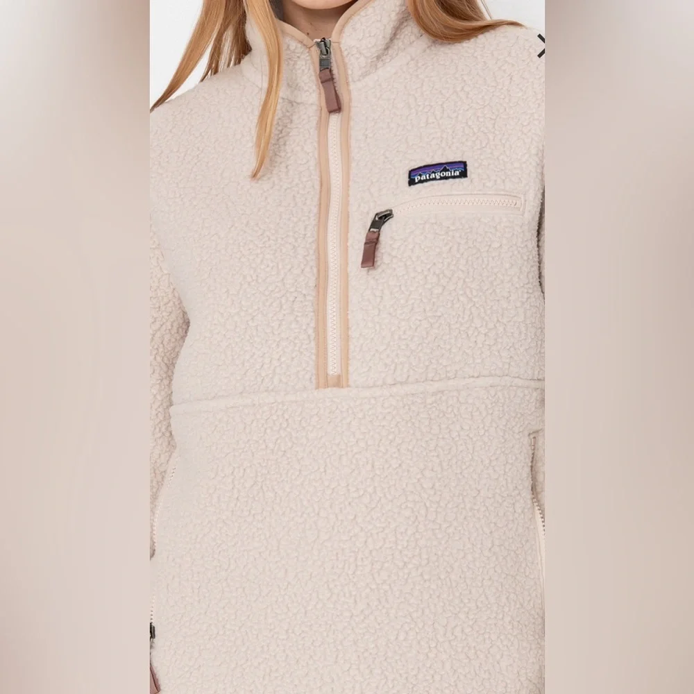 PATAGONIA WOMENS RETRO PILE FLEECE MARSUPIAL-SHROOM TAUPE! - Picture 10 of 10